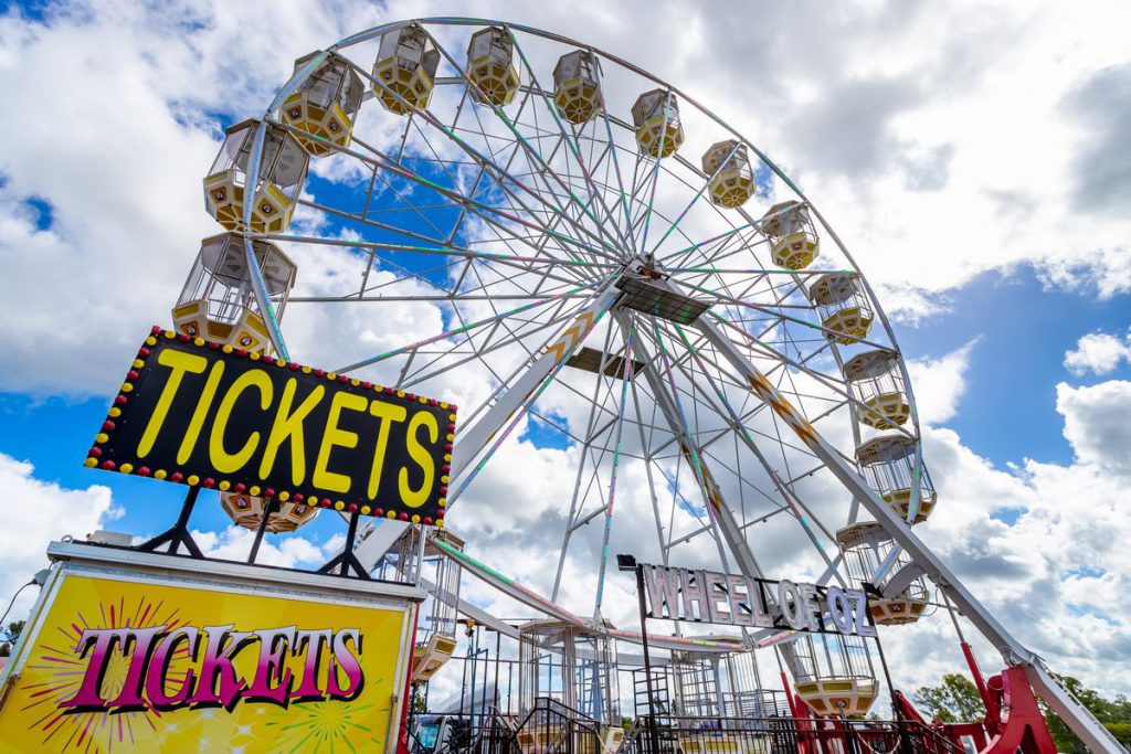 Selling Tickets to our mobile Ferris Wheel